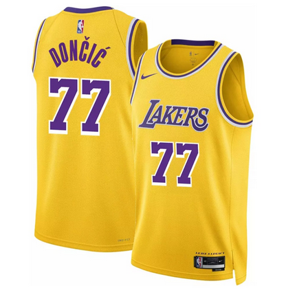 Women Los Angeles Lakers #77 Doncic yellow 2025 NBA nike Jersey->women nba jersey->Women Jersey